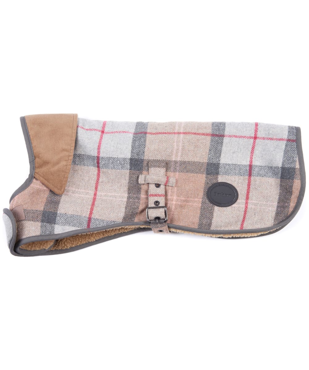 View Barbour Wool Touch Dog Coat Taupe Pink Tartan L information
