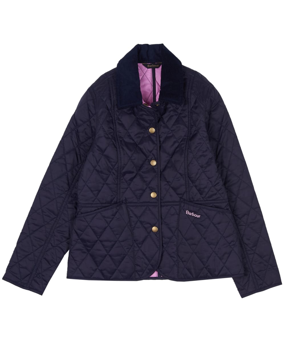 View Girls Barbour Summer Liddesdale Quilted Jacket 29yrs Navy Moonlight Pink 45yrs XS information