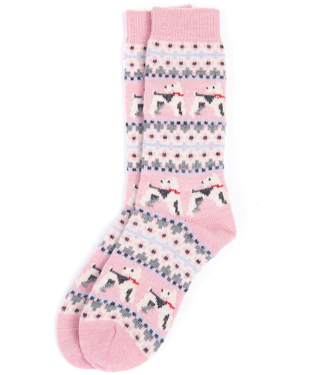 View Womens Barbour Terrier Fairisle Socks Pink M 35 UK information