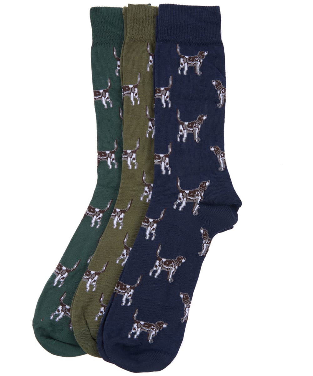View Mens Barbour Pointer Dog Socks Gift Box Olive Navy Green M information