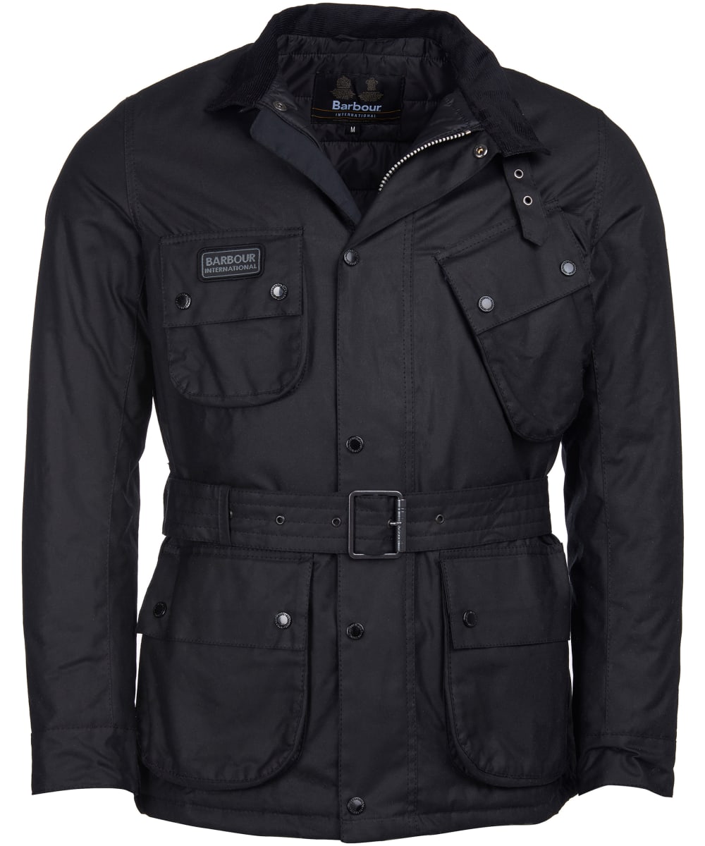 View Mens Barbour International Coloured SL International Waxed Jacket Black UK L information