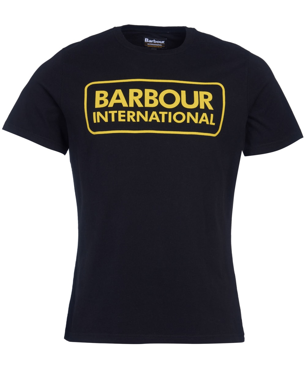 View Mens Barbour International Essential Large Logo TShirt Black Yellow UK XL information