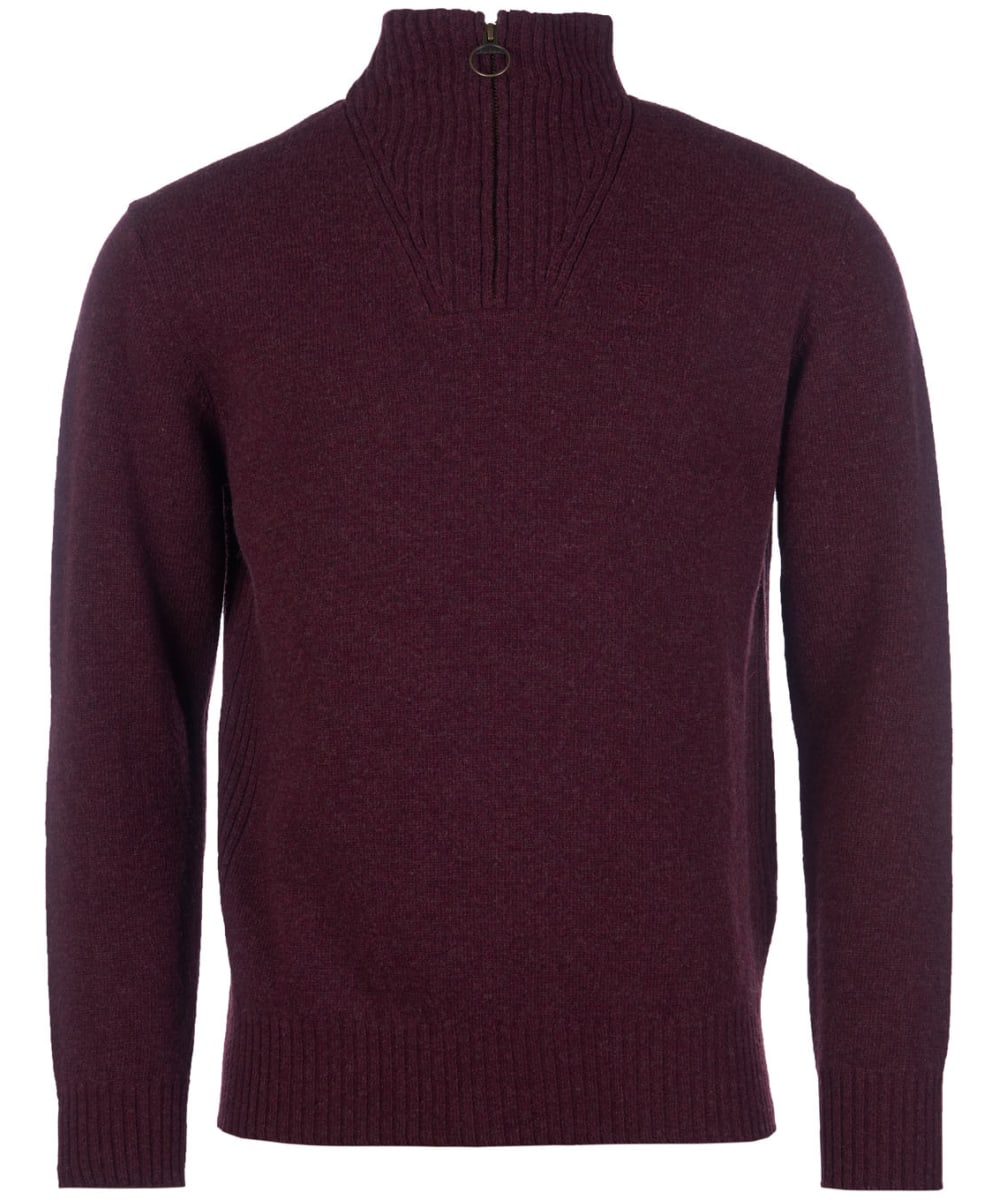 View Mens Barbour Essential Wool Half Zip Sweater Merlot UK XL information