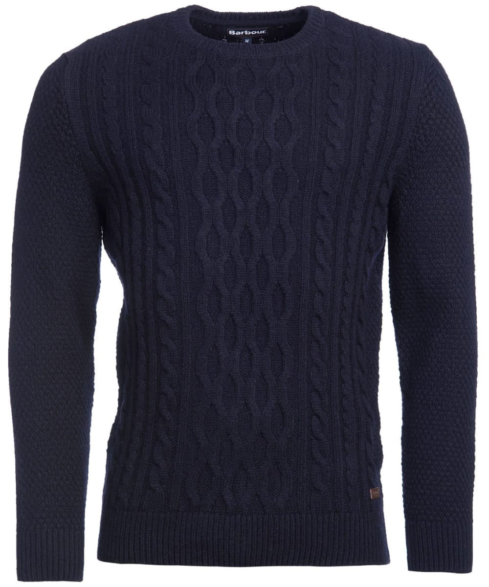 View Mens Barbour Chunky Cable Crew Sweater Navy UK L information
