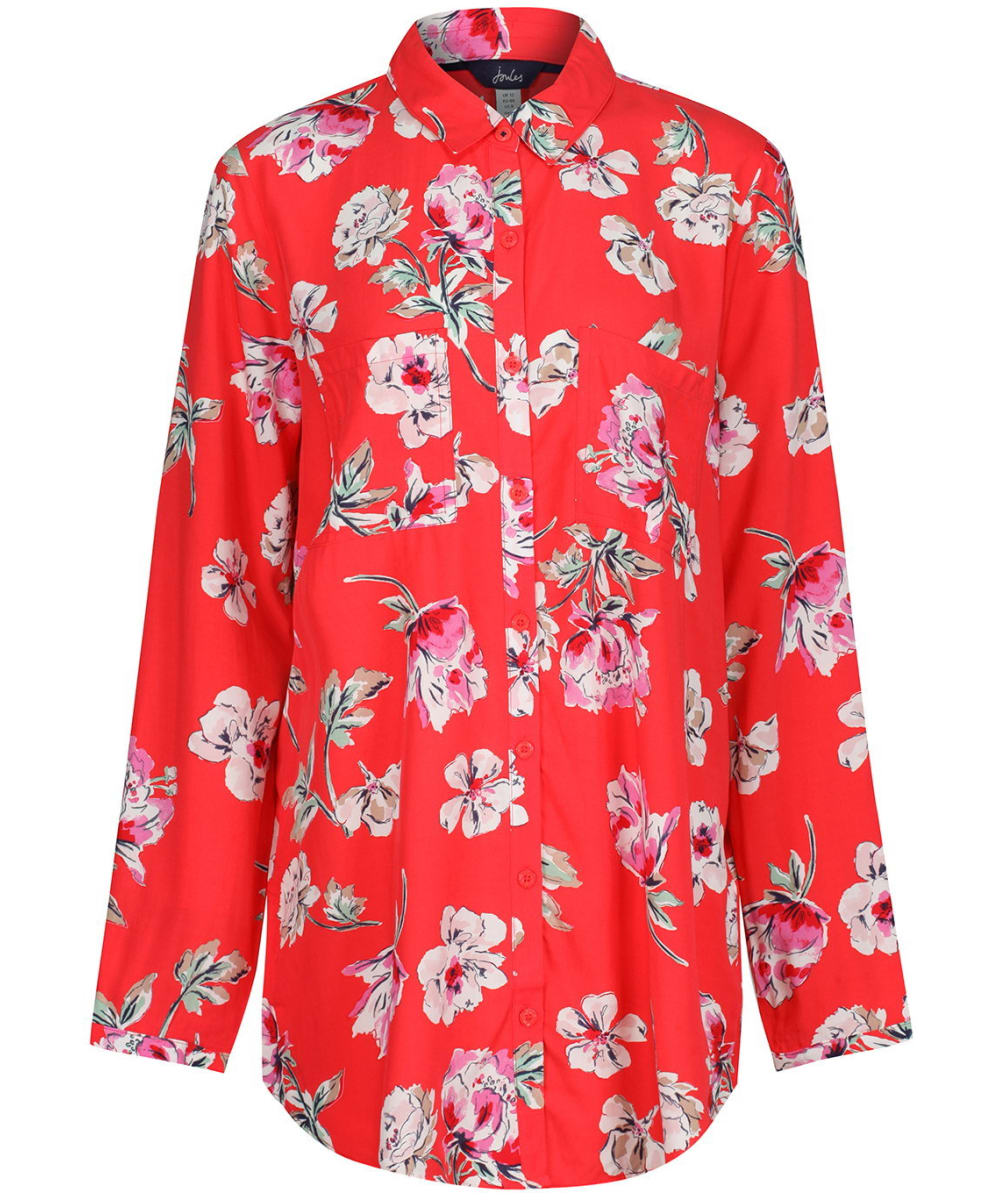 View Womens Joules Elvina Shirt Red Floral UK 8 information