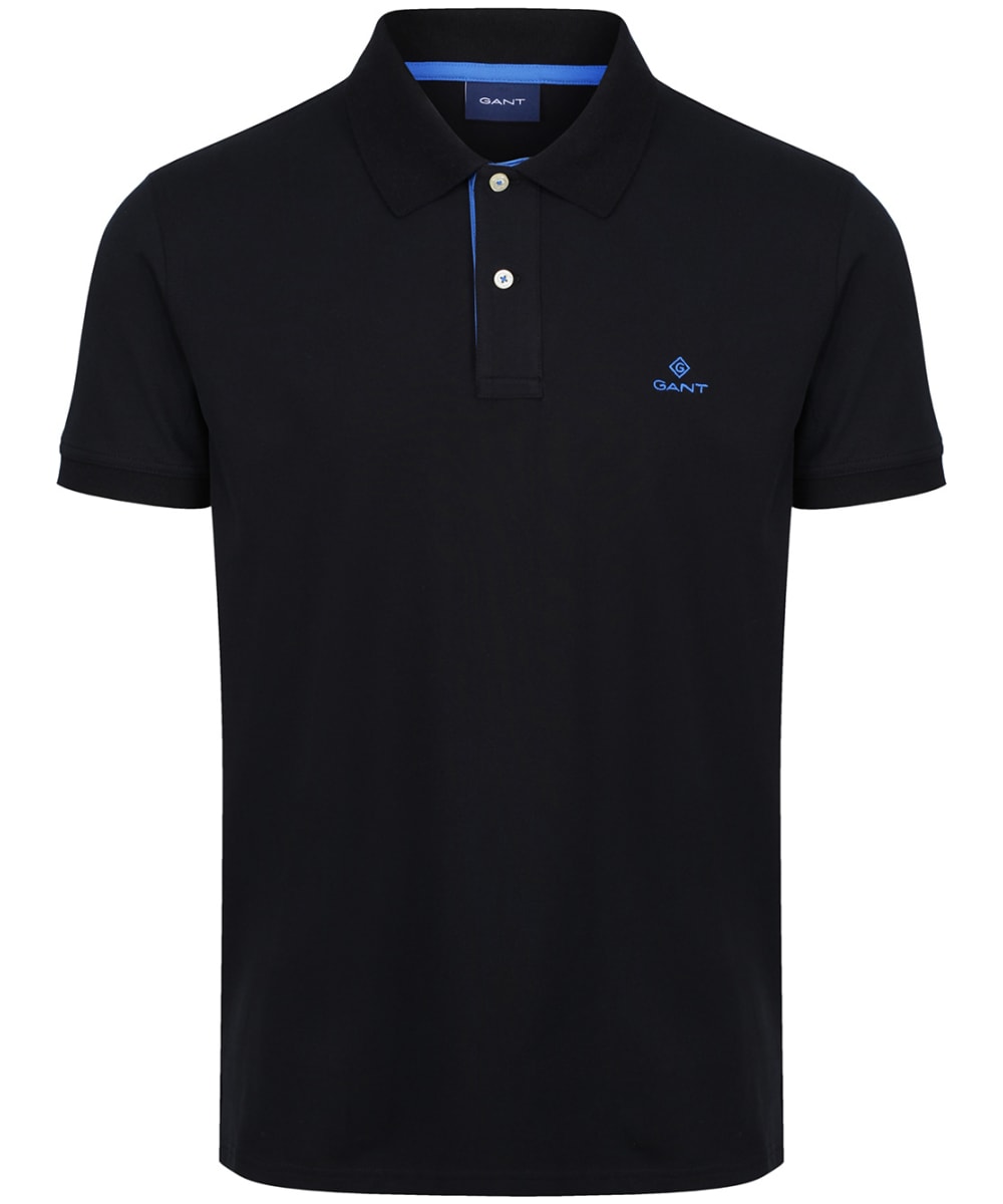 Mens Day Blue Contrast Collar Pique Rugger Polo Shirt
