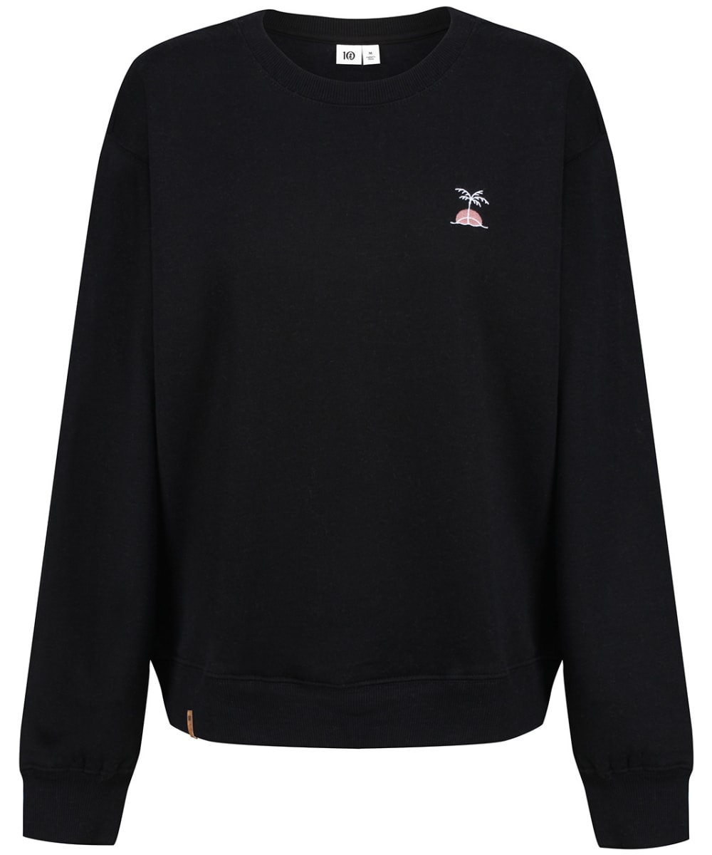 View Womens Tentree Palm Sunset Embroidery Crew Sweater Meteorite Black UK 14 information