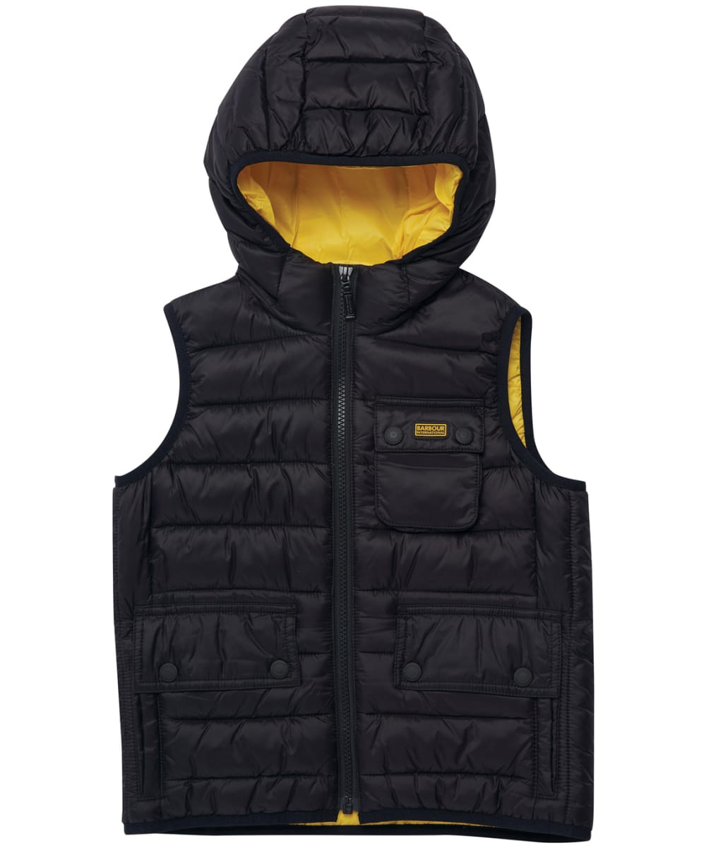 View Boys Barbour International Ouston Hooded Gilet 69yrs Black 89yrs M information