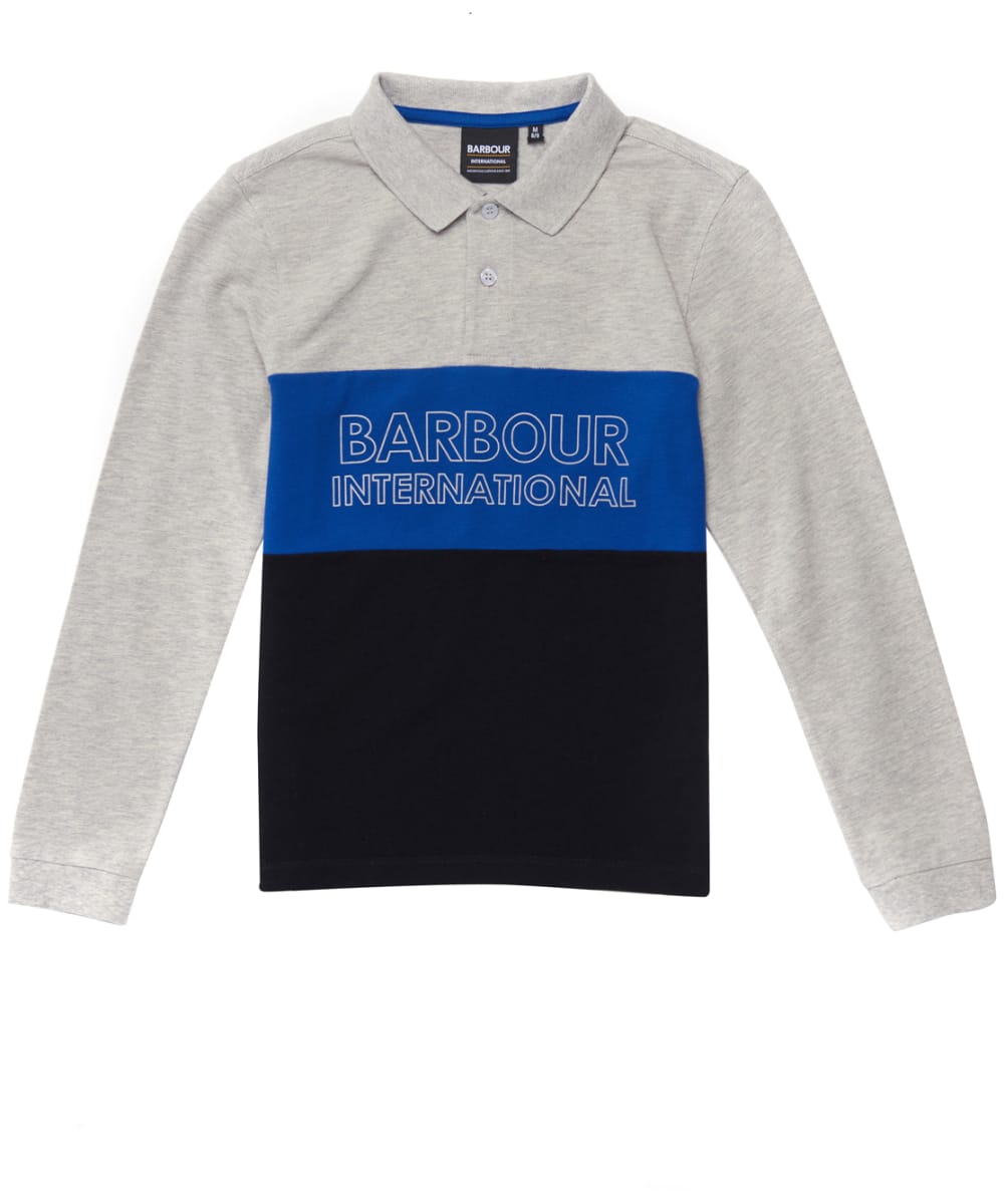 View Boys Barbour International Bold LS Polo Shirt 69yrs Grey Marl 67yrs S information