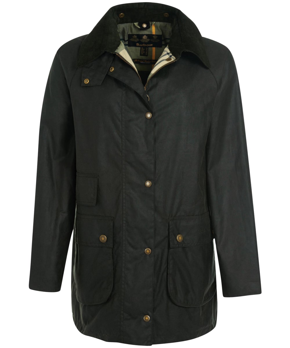 View Womens Barbour Tain Waxed Jacket Sage UK 18 information