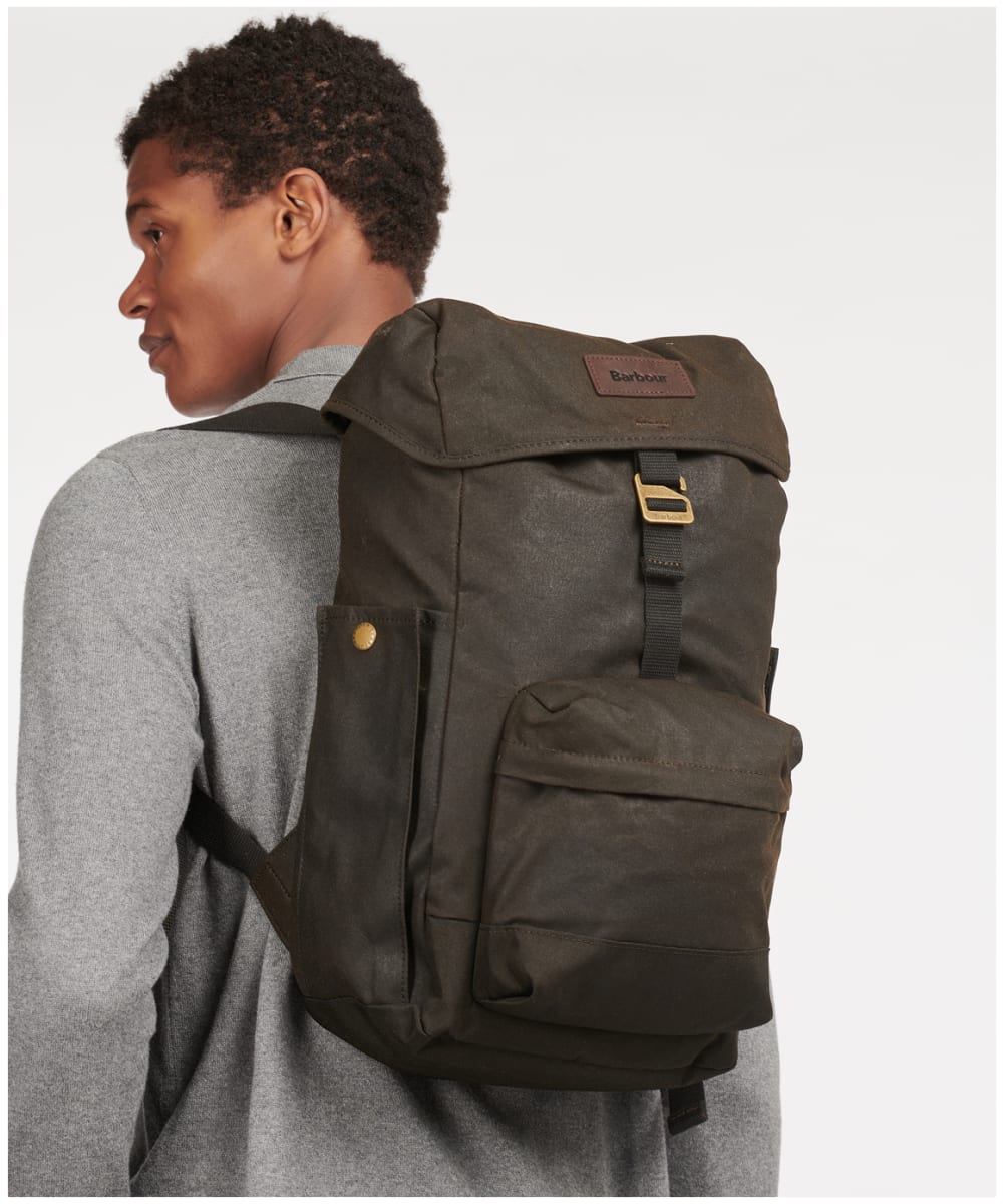 View Barbour Essential Wax Backpack Olive One size information