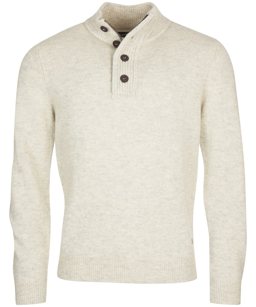 View Mens Barbour Patch Half Button Lambswool Sweater Pearl UK L information