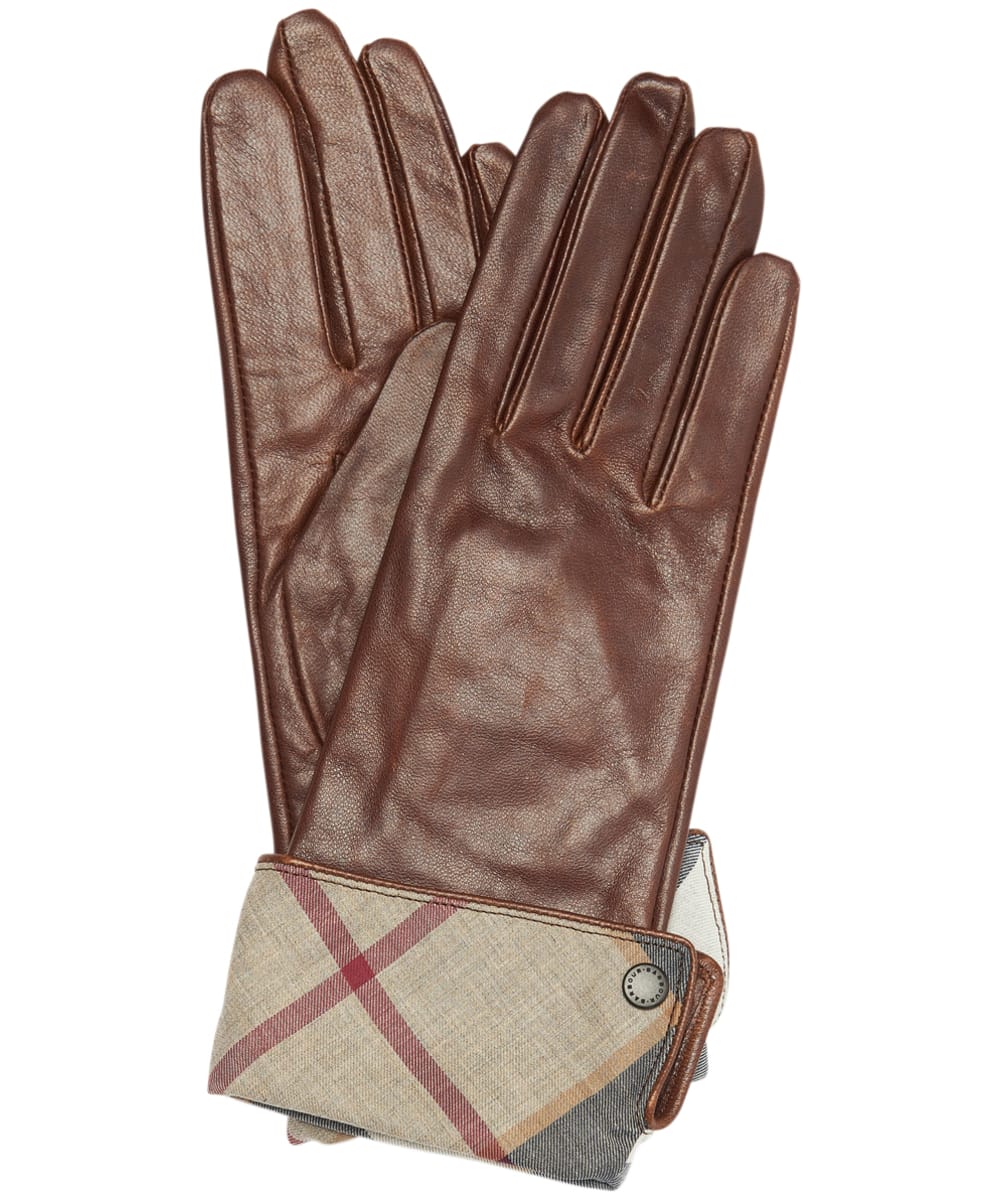 View Womens Barbour Lady Jane Leather Gloves Brown Hessian L information