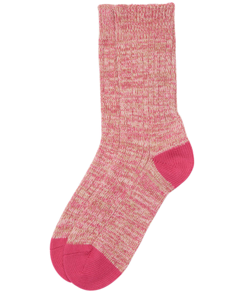View Womens Barbour Colour Twist Socks Pink Taupe L 68 UK information