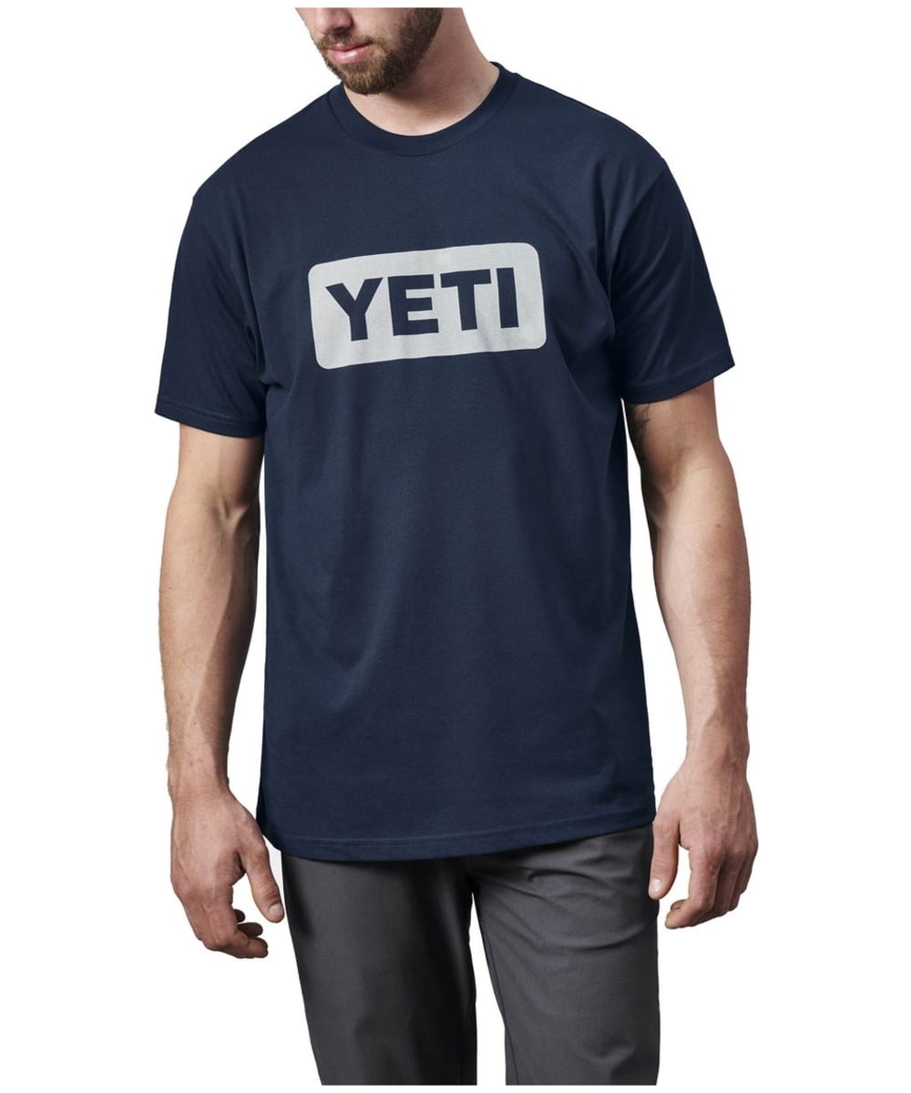 View YETI Logo Badge Short Sleeve Crew Neck TShirt Navy White M information
