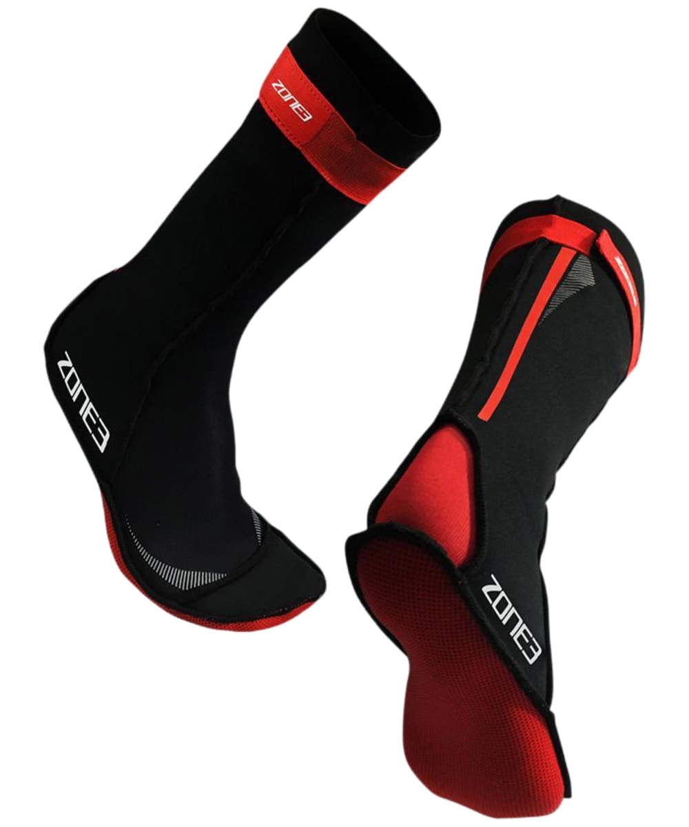 View Zone3 Neoprene Gripped Sole Swim Socks Black Red L 910 UK information