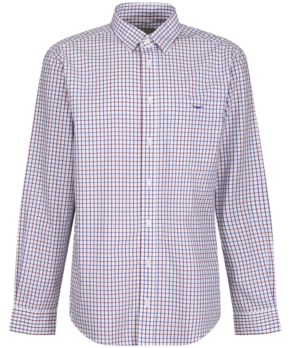View Mens RM Williams Collins Checked Cotton Shirt Navy Burgundy White UK S information