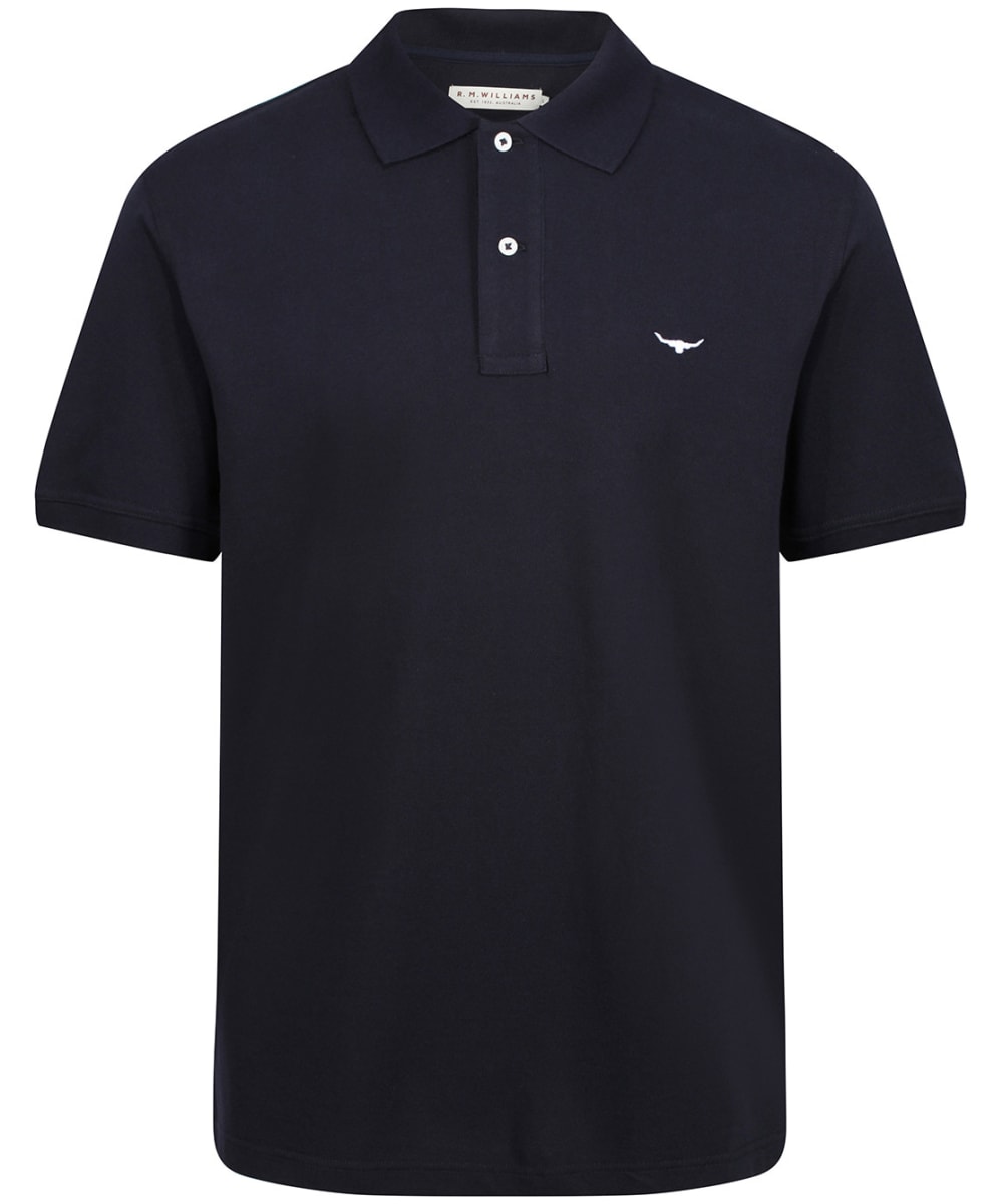 View Mens RM Williams Rod Short Sleeved Polo Shirt Navy UK L information