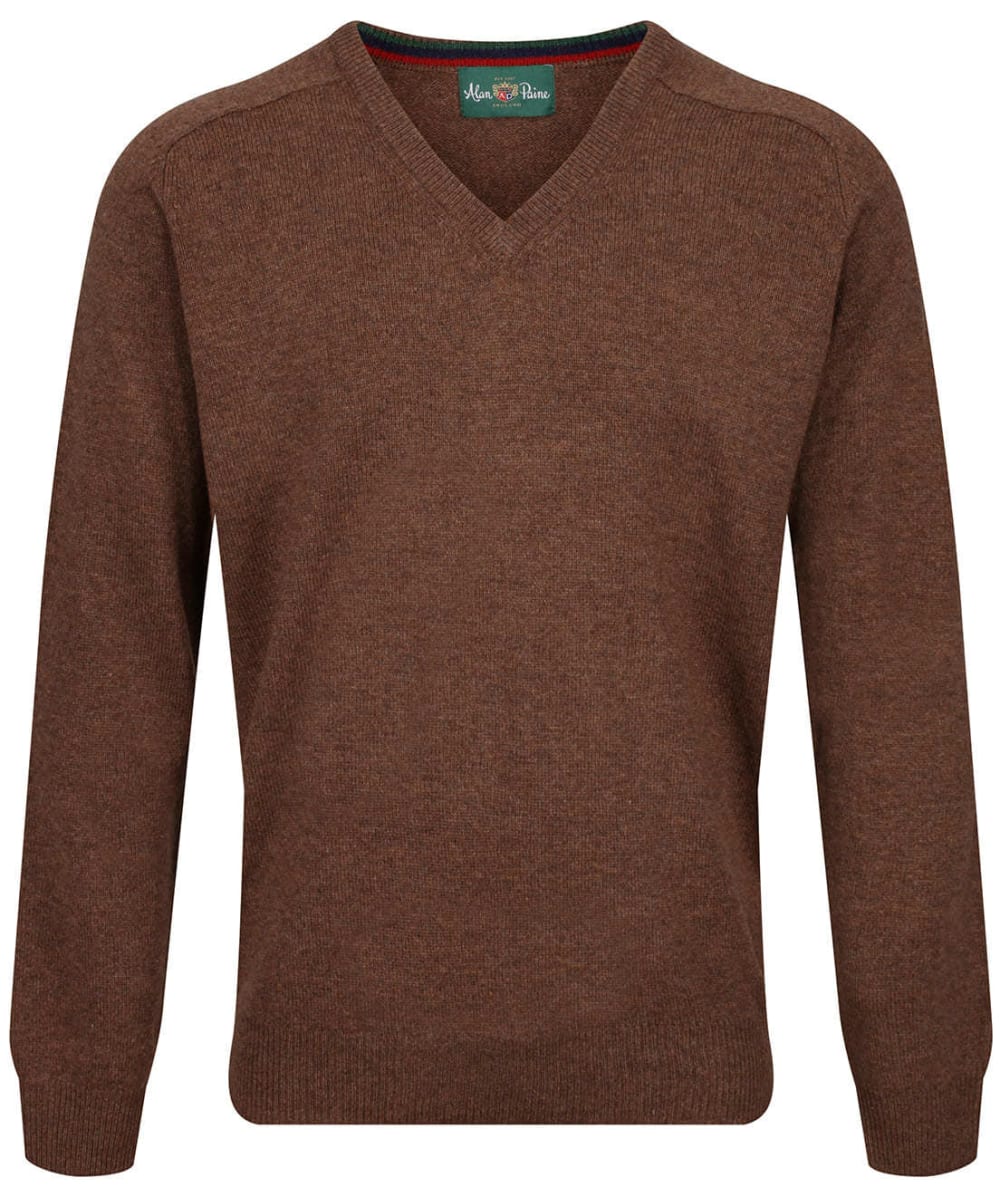 View Mens Alan Paine Streetly VNeck Lambswool Pullover Tobacco UK L information