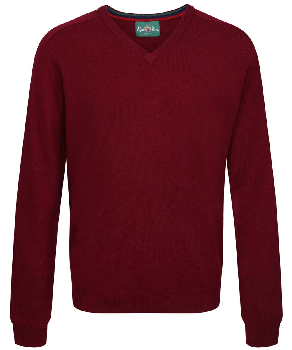 View Mens Alan Paine Streetly VNeck Lambswool Pullover Bordeaux UK XL information