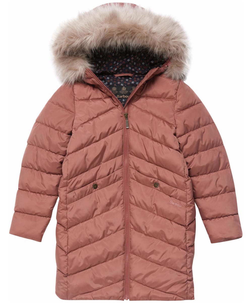 View Girls Barbour Rockcliffe Quilted Jacket 1014yrs Rose Blush Petal 14yrs XXL information