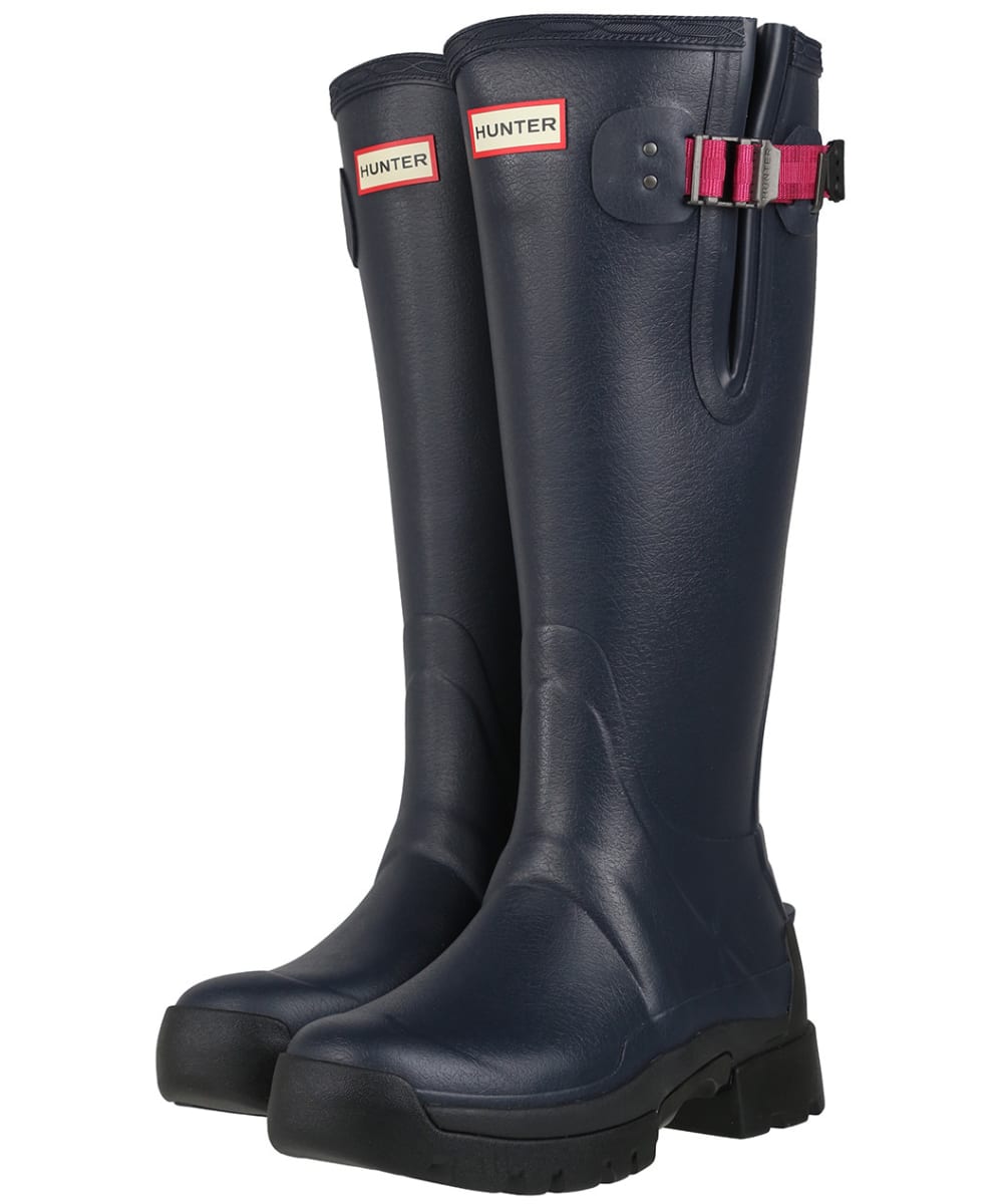 View Womens Hunter Balmoral Side Adjustable Neoprene Lined Tech Sole Boots Tall Navy Peppercorn UK 8 information