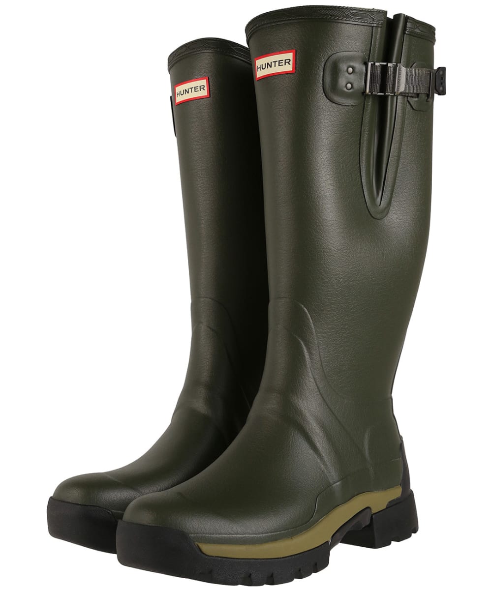 View Mens Hunter Balmoral Side Adjustable Neoprene Lined Tech Sole Boots Tall Dark Olive UK 11 information
