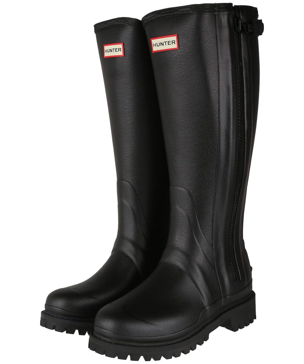 View Womens Hunter Balmoral Full Zip Commando Sole Boots Tall Black UK 5 information