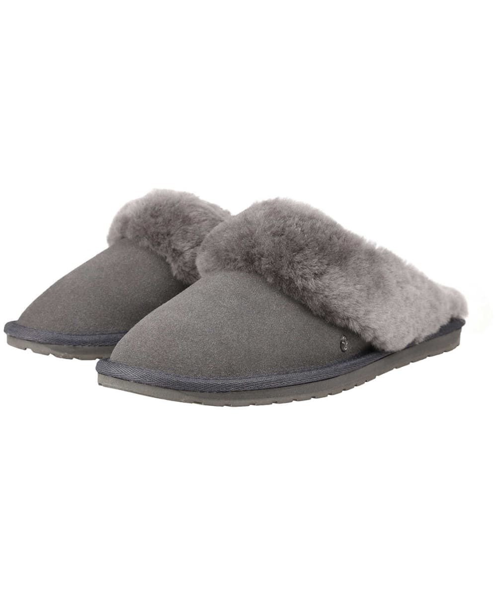 View Womens EMU Jolie Suede Slippers With Sheepskin Lining Charcoal UK 8 information