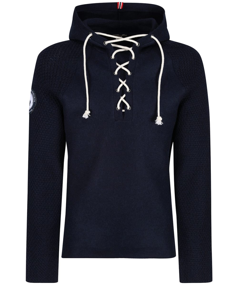 View Mens Amundsen Boiled Merino Wool Laced Hoodie Faded Navy S information