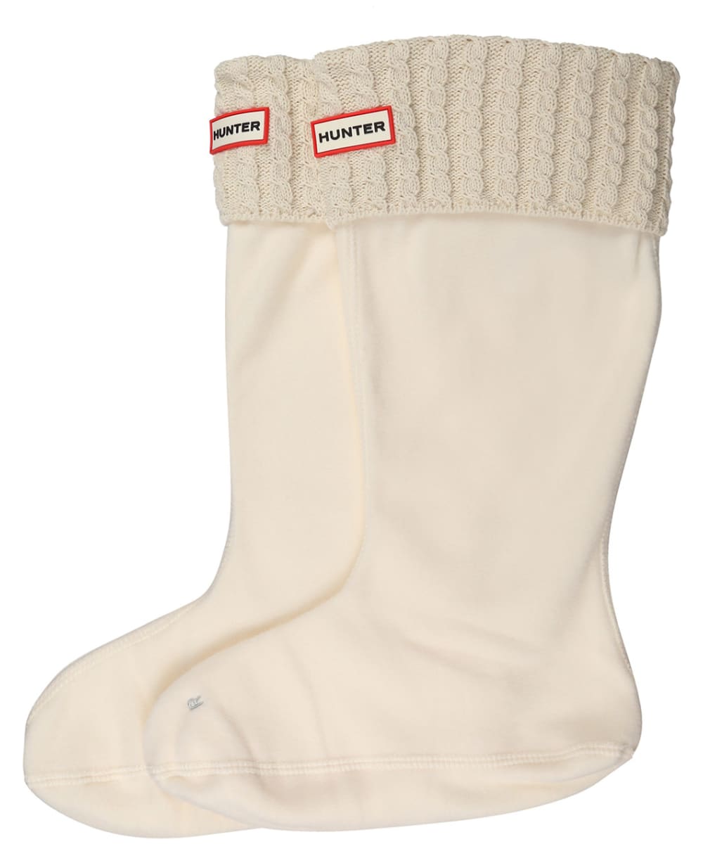 View Hunter Recycled Mini Cable Knit Boot Socks Tall Hunter White M 35 UK information