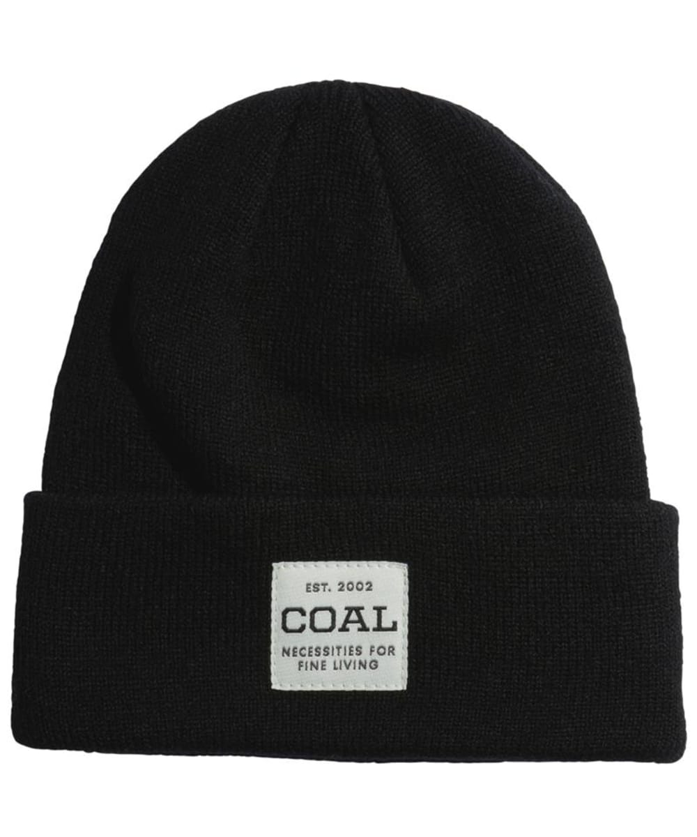View Coal The Uniform Fine Rib Knit Cuffed Mid Beanie Solid Black One size information