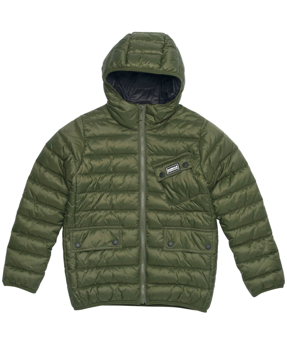 View Boys Barbour International Ouston Hooded Quilted Jacket 69yrs Olive 89yrs M information