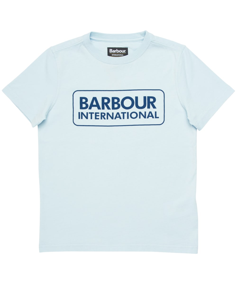 View Boys Barbour International Essential Large Logo Tee 1015yrs Sky 1011yrs L information