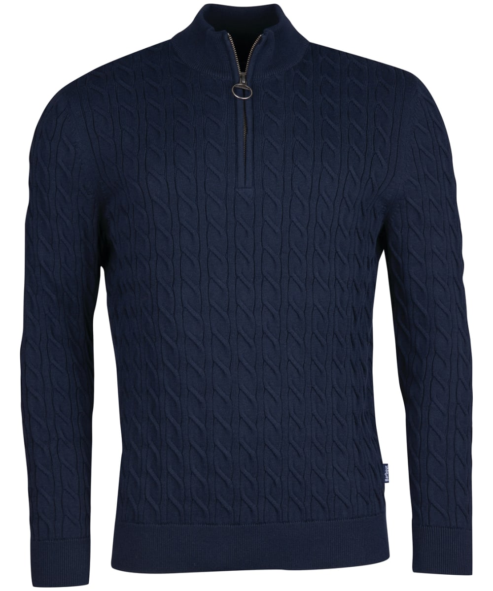 View Mens Barbour Cable Knit Half Zip Navy UK S information
