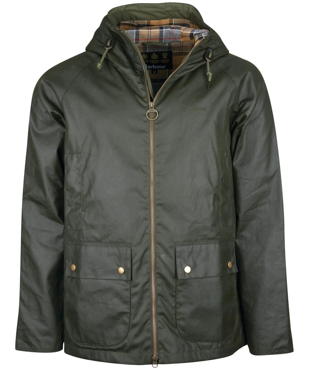 View Mens Barbour Hooded Domus Wax Jacket Fern Dress UK S information