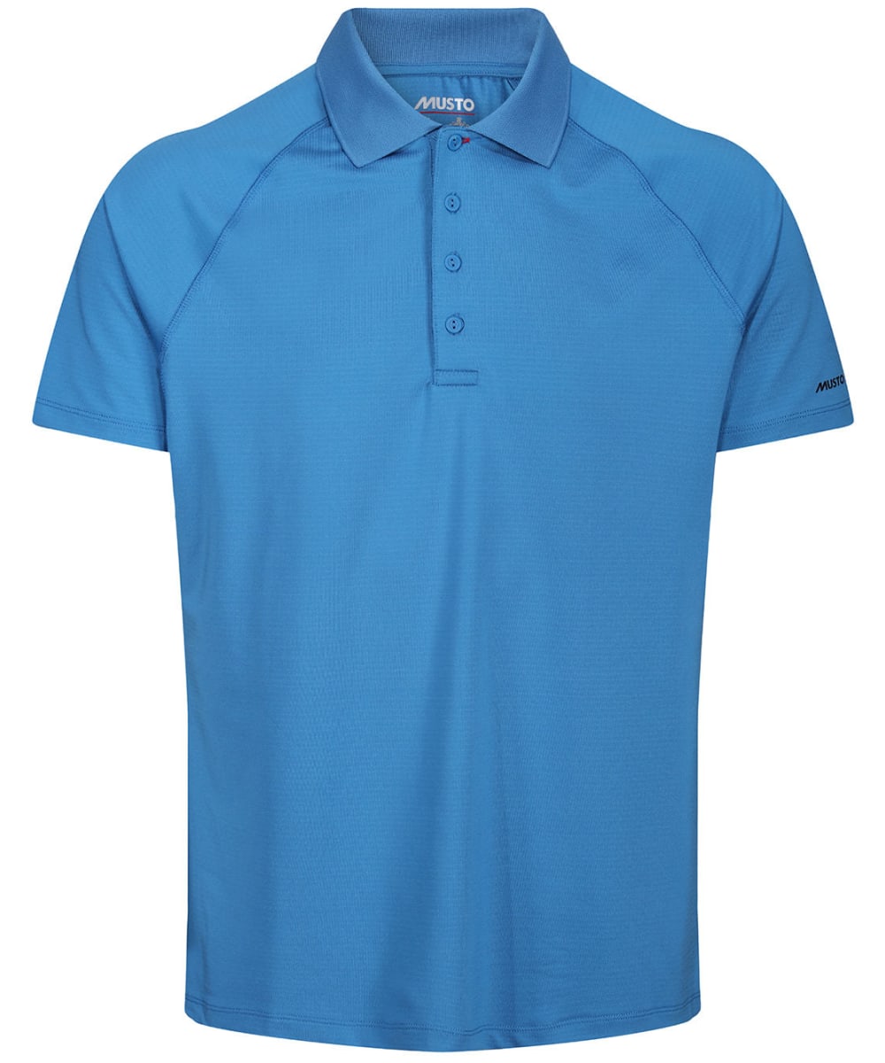 View Mens Musto Evolution Sunblock UPF 50 Polo Shirt Vallarta Blue UK S information