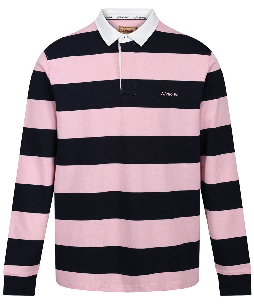 View Mens Schoffel St Mawes Rugby Shirt Navy Pink Stripe UK S information