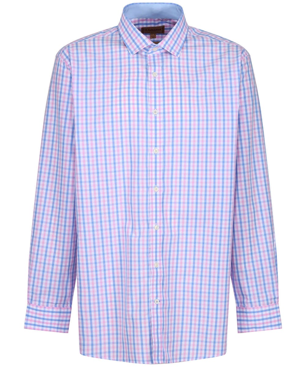View Mens Schoffel Hebden Tailored Long Sleeve Shirt Blue Pink Check 175 information