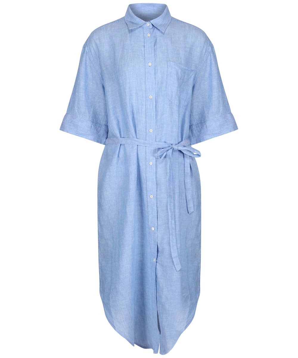 View Womens GANT Linen Chambray Shirt Dress Silver Lake Blue UK 16 information