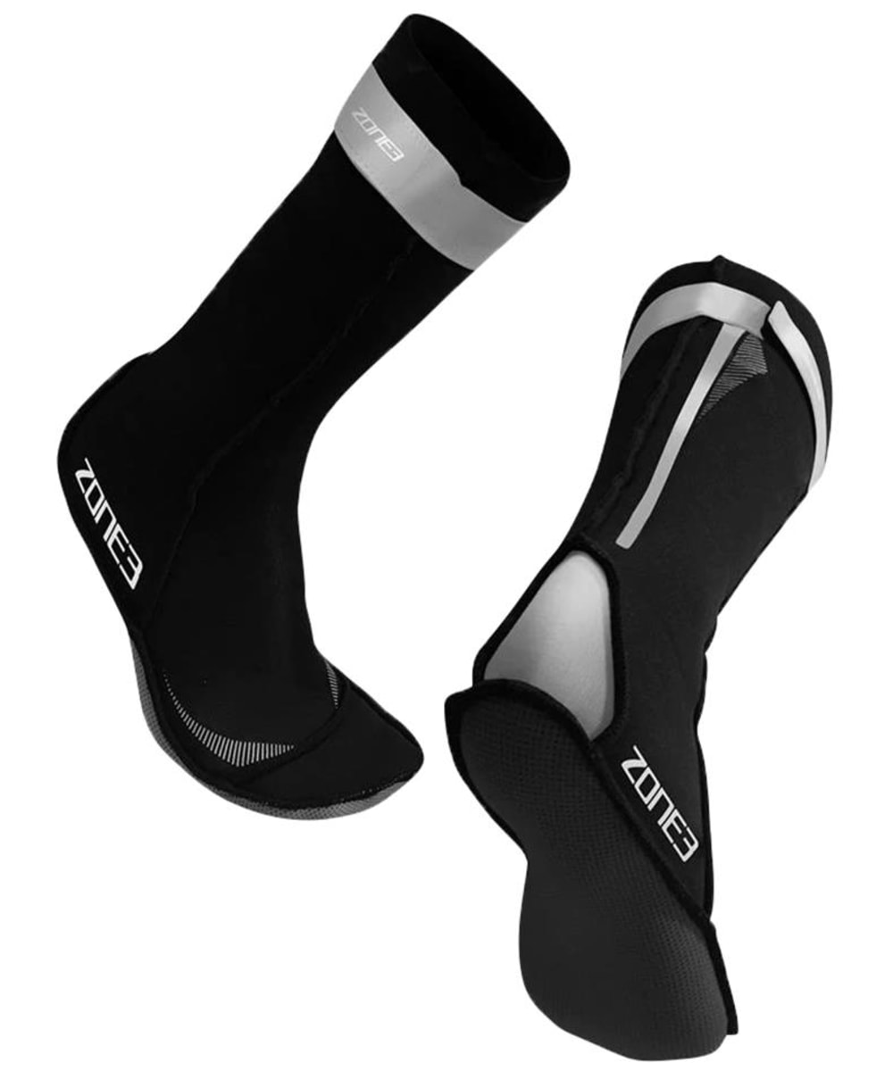 View Zone3 Neoprene Gripped Sole Swim Socks Black Reflective Silver S 56 UK information