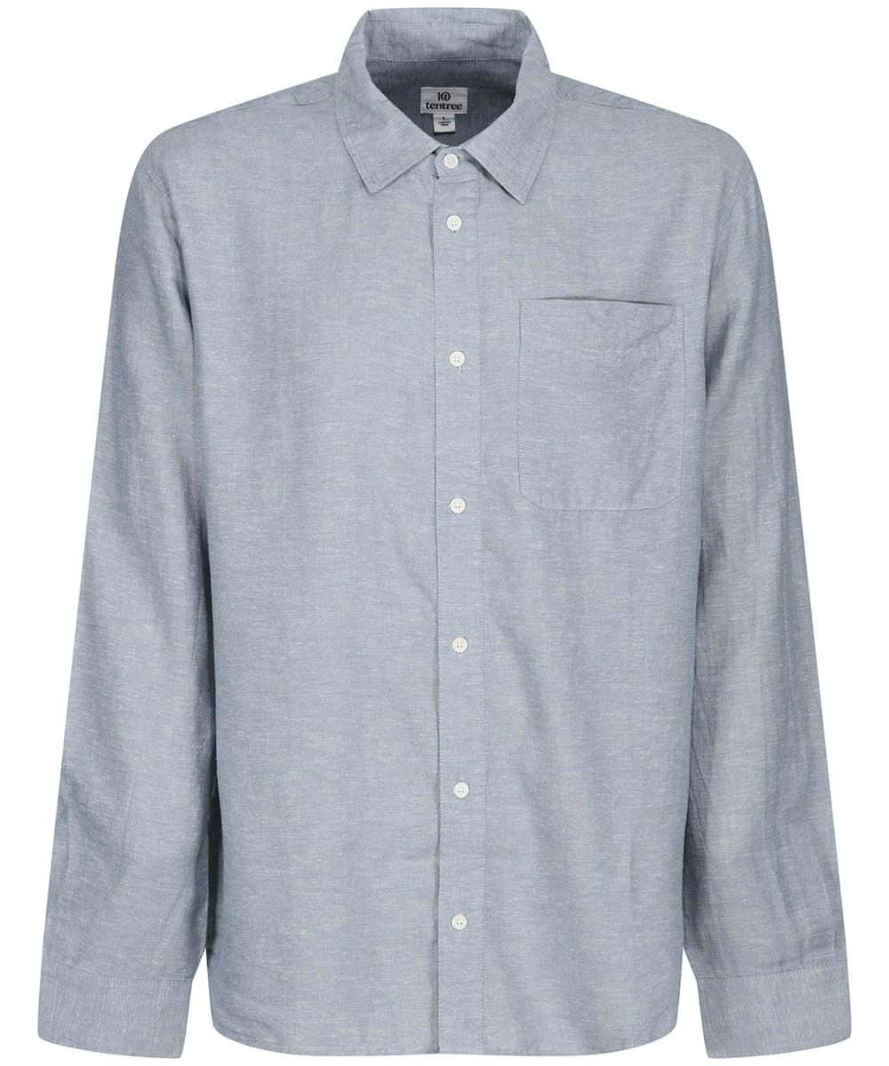 View Mens Tentree Hemp Button Front Long Sleeved Shirt Blue Fog UK XL information