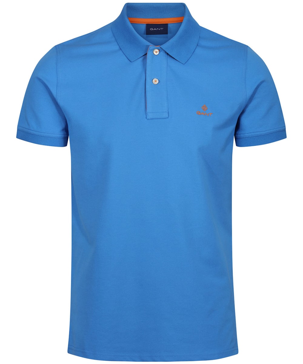 View Mens GANT Contrast Collar Short Sleeve Rugger Shirt Day Blue UK XL information