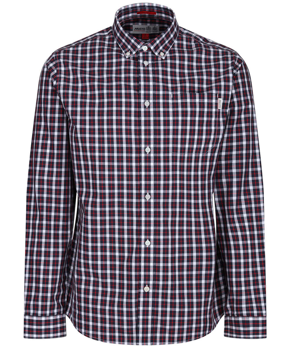 View Mens Musto Marina Long Sleeve Cotton Check Shirt True Red UK XL information