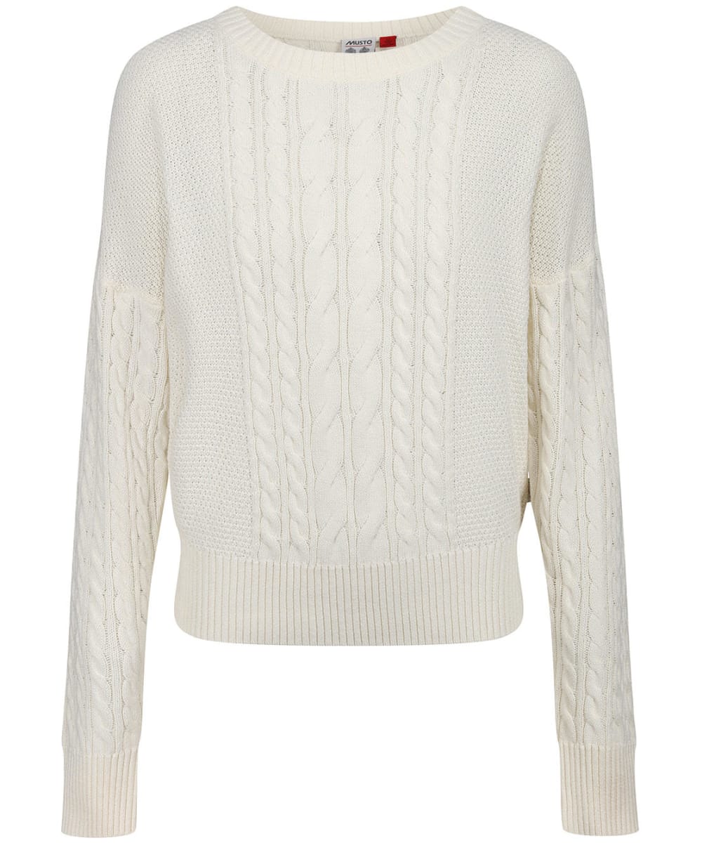 View Womens Musto Cable Knit Crew Neck Sweater Antique Sail White UK 16 information