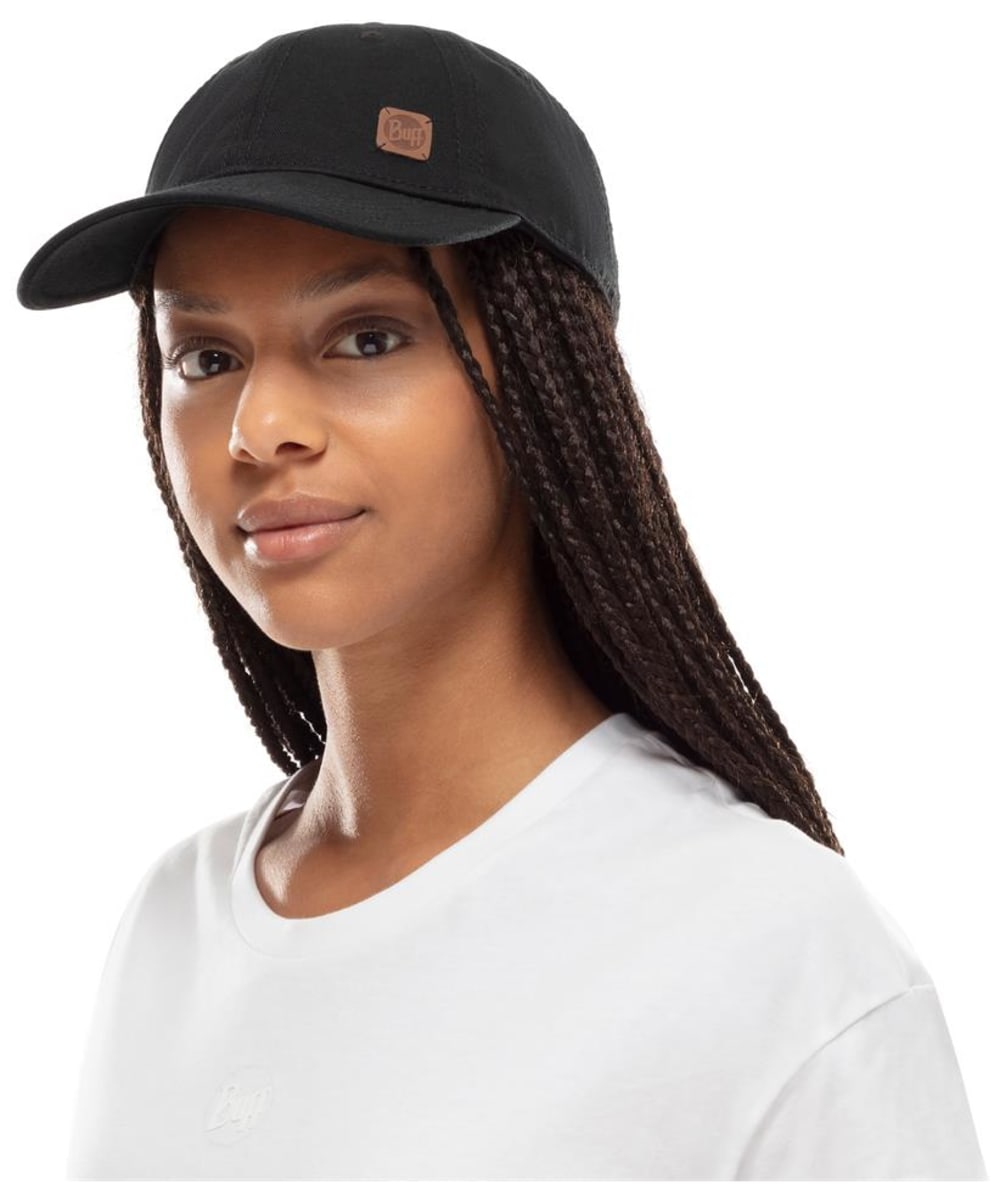 View Buff Solid Colour Organic Cotton Baseball Cap UPF 50 Black One size information