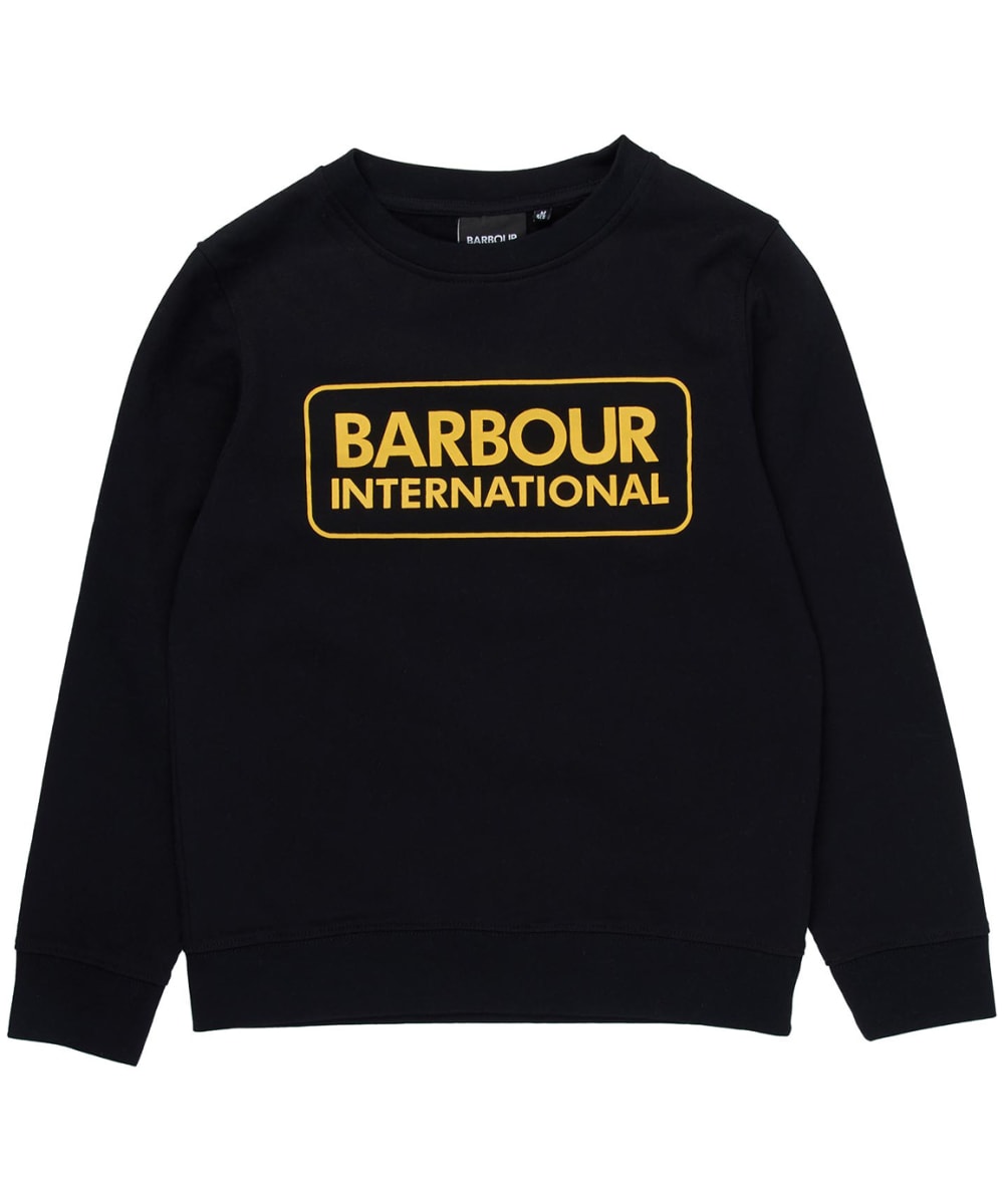 View Boys Barbour International Large Logo Crew Sweater 69yrs Black 89yrs M information