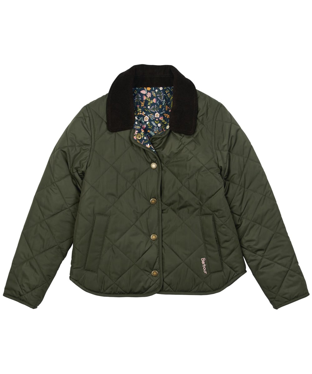 View Girls Barbour Foxley Reversible Quilted Jacket 1015yrs Olive Navy Adventure XXL 1415yrs information