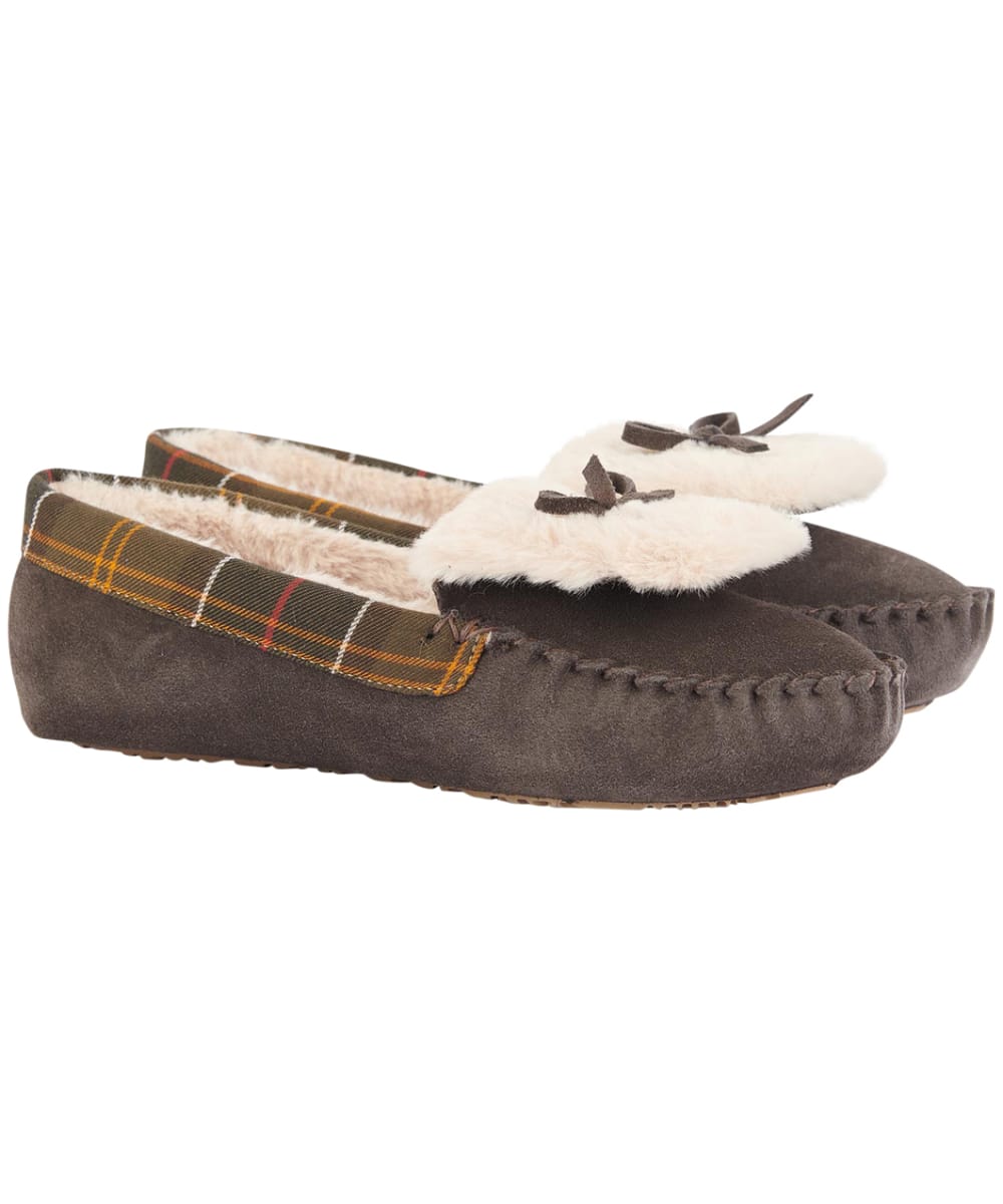 View Womens Barbour Darcie Slippers Choco Suede Classic Tartan UK 6 information