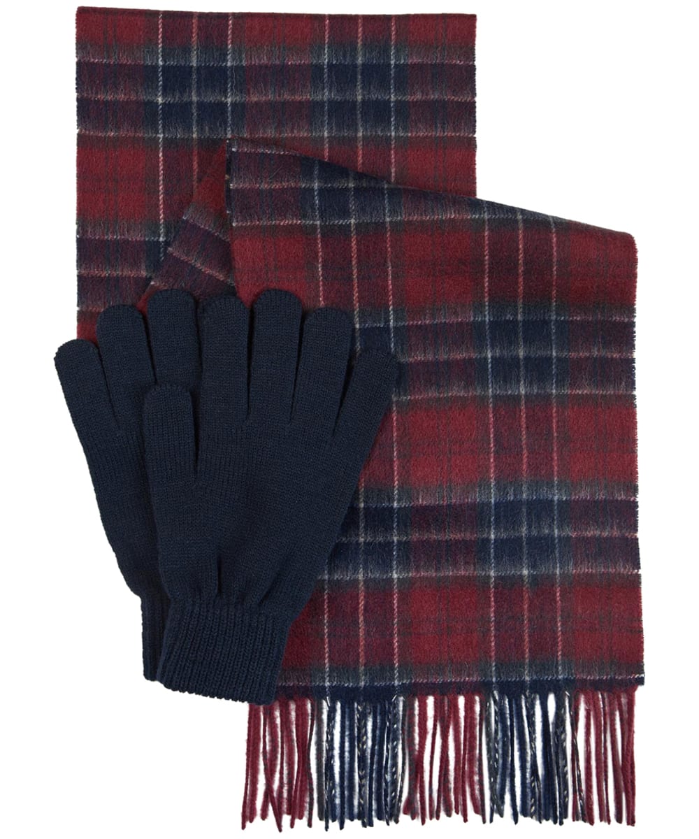 View Mens Barbour Tartan Scarf and Glove Gift Set Cordovan One size information